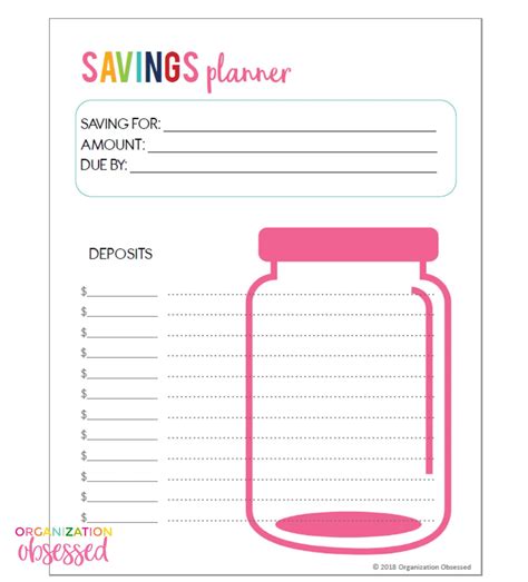 Savings Tracker Printable Free